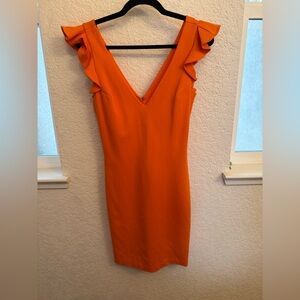Amanda Uprichard  Deep V-Neck Ruffle Sleeveless Mini Dress & Travel Wear.